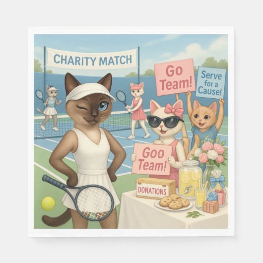 Tennis Fund Raiser voor Cat Lovers Servet (Voorkant)