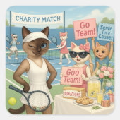 Tennis Fund Raiser voor Cat Lovers Vierkante Sticker (Voorkant)