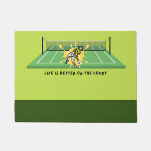 Tennis Funny gezegde Het leven is beter op het vel Deurmat