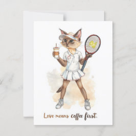 Tennis Funny Gezegde Liefde betekent Koffie eerst Briefkaart