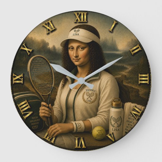 Tennis Funny Mona Lisa Grote Klok (Voorkant)