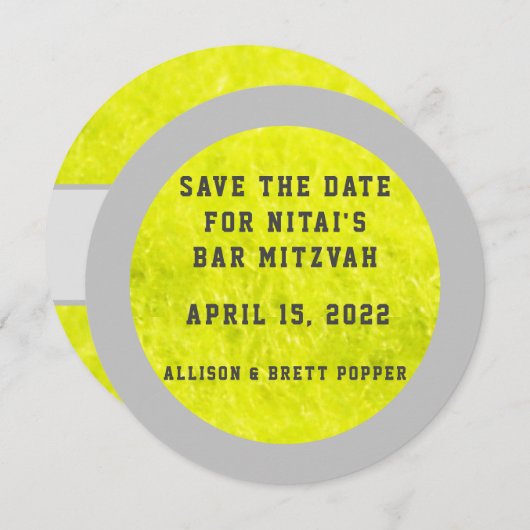 Tennis Fuzzies Bewaar de datum Kaart (Voorkant / Achterkant)