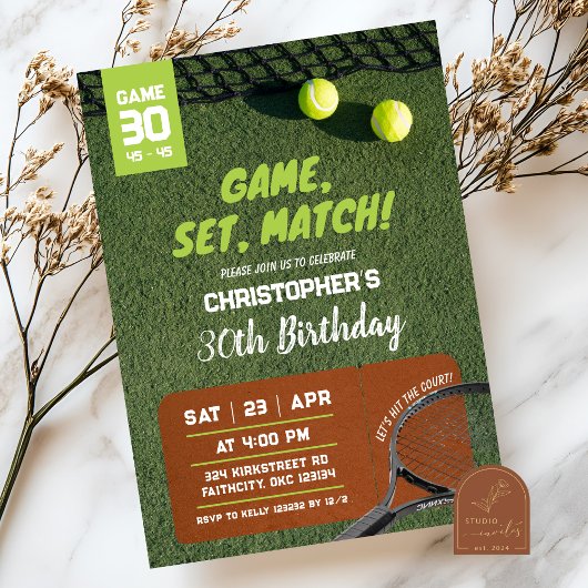 Tennis Game Set Match Verjaardagsspel Kaart