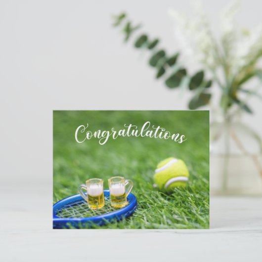 Tennis Gefeliciteerd Briefkaart (Staand voorkant)