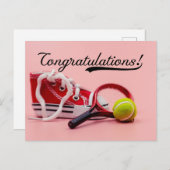 Tennis Gefeliciteerd met bal en rackets Kaart (Voorkant / Achterkant)
