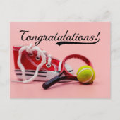 Tennis Gefeliciteerd met bal en rackets Kaart (Voorkant)
