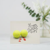 Tennis Gefeliciteerd met ball en  rode hart  Briefkaart (Staand voorkant)