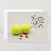 Tennis Gefeliciteerd met ball en  rode hart  Briefkaart (Voorkant / Achterkant)