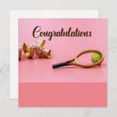 Tennis Gefeliciteerd met roze achtergrond (Voorkant / Achterkant)