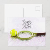 Tennis Gefeliciteerd verjaardag met bal en racket  Briefkaart (Voorkant / Achterkant)