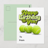 Tennis Gefeliciteerd verjaardag met tennisbal  Briefkaart (Voorkant / Achterkant)
