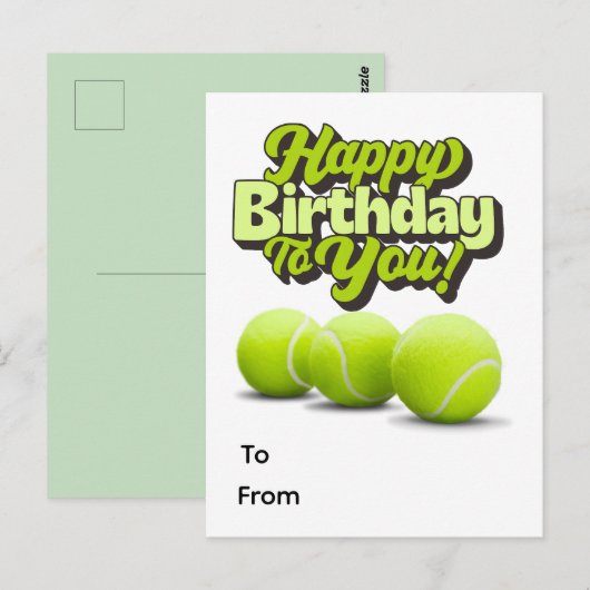 Tennis Gefeliciteerd verjaardag met tennisbal  Briefkaart (Voorkant / Achterkant)