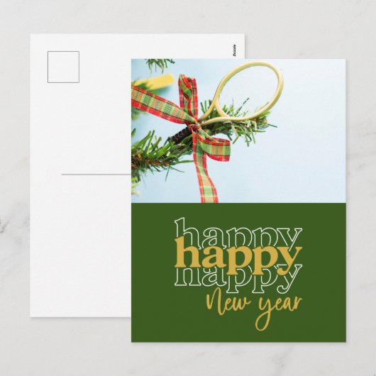 Tennis Gelukkig Nieuwjaar Feestdagenkaart (Voorkant / Achterkant)