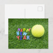Tennis gelukkig nieuwjaar & tennisbal voor speler  feestdagenkaart (Voorkant / Achterkant)