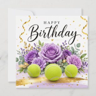 Tennis Gelukkige Verjaardag met bloemen