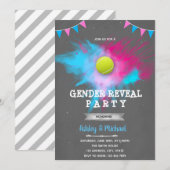 Tennis gender onthult partijuitnodiging kaart (Voorkant / Achterkant)