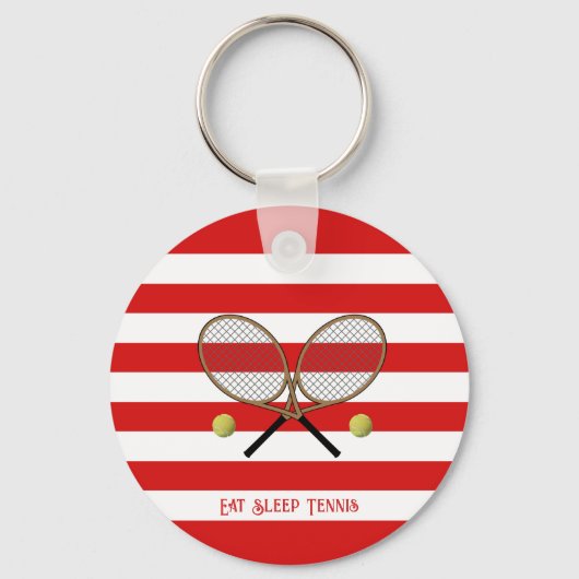 Tennis gepersonaliseerd rood gestreept sleutelhanger (Voorkant)
