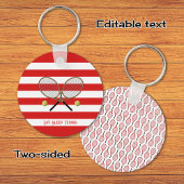 Tennis gepersonaliseerd rood gestreept sleutelhanger