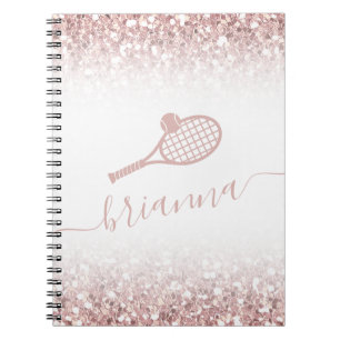 Tennis - Gepersonaliseerd roze meisje Glitter Notitieboek