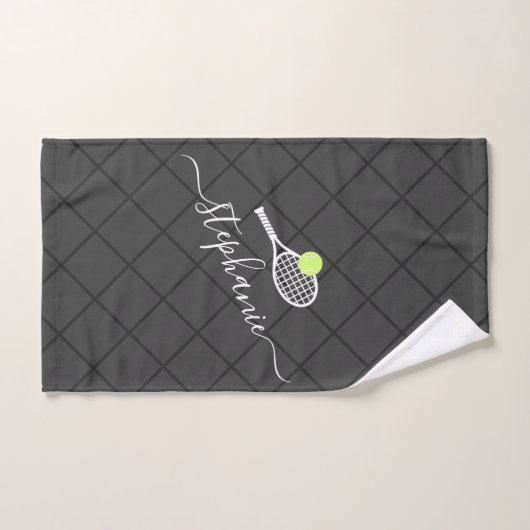 Tennis Gepersonaliseerde Elegant Script Name Handdoek (Handdoek)