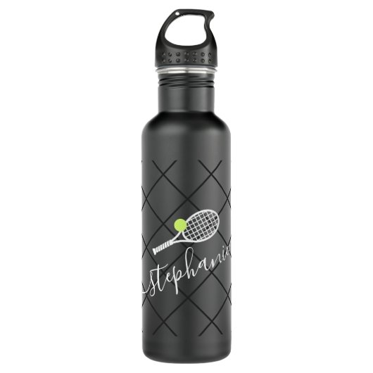 Tennis Gepersonaliseerde Elegant Script Name Waterfles (Voorkant)