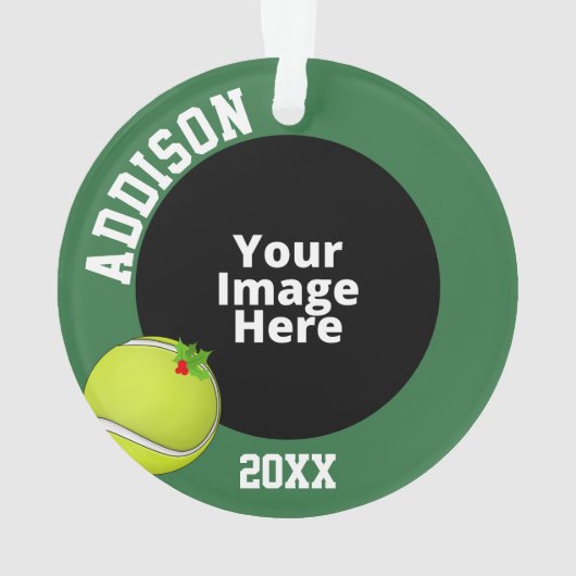 Tennis Gepersonaliseerde foto Kerstmis Ornament (achterkant)