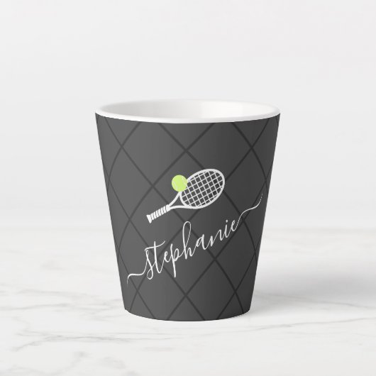 Tennis Gepersonaliseerde het Monogram van de Naam  Latte Mok (Voorkant)
