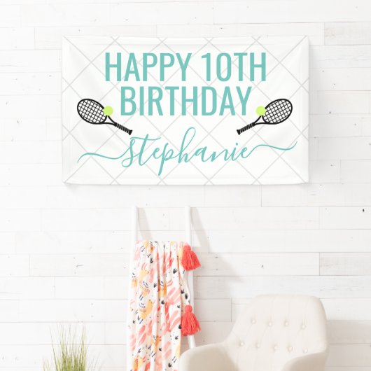 Tennis Gepersonaliseerde naam Verjaardagsfeest Spandoek (Insitu)