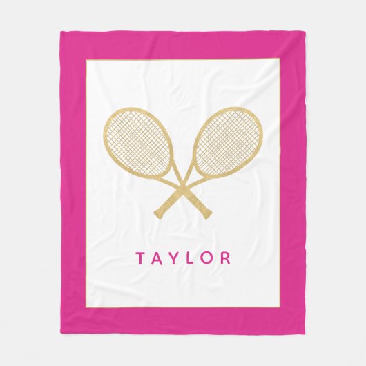 Tennis Gift Chique Goud en Roze Custom Fleece Deken (Voorkant)