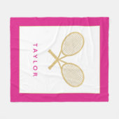 Tennis Gift Chique Goud en Roze Custom Fleece Deken (Voorkant (Horizontaal))