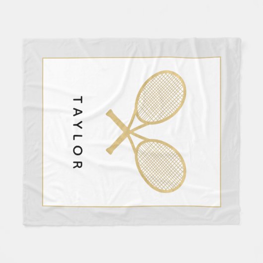 Tennis Gift Chique Goud en Zwart Custom Fleece Deken (Voorkant (Horizontaal))
