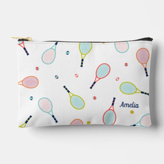 Tennis Gift Gepersonaliseerde Naam Roze Blauw Cust Etui (Voorkant)