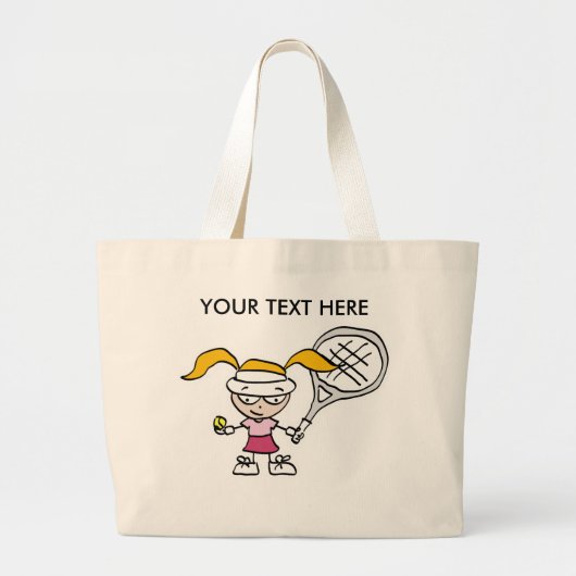 Tennis Gifts en Kaarten met een schattig cartoon m Grote Tote Bag (Voorkant)