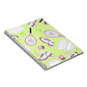 Tennis Girl Pattern Green Achtergrond Notitieboek (Rechterzijde)