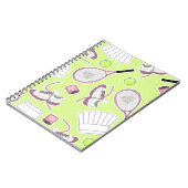 Tennis Girl Pattern Green Achtergrond Notitieboek (Linkerzijde)