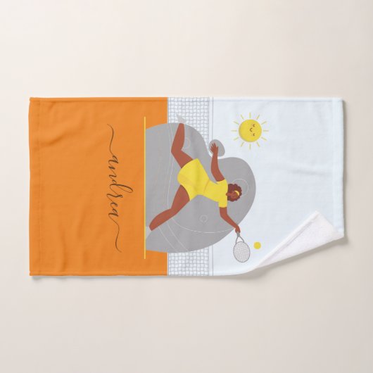 Tennis Girl Player Clay Court Kawaii Sun Kind Name Handdoek (Handdoek)