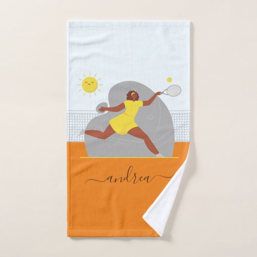 Tennis Girl Player Clay Court Kawaii Sun Kind Name Handdoek (Handdoek)
