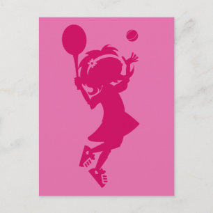 Tennis Girl Silhouette Briefkaart
