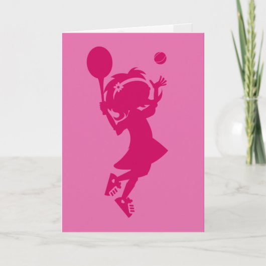 Tennis Girl Silhouette Verjaardag Kaart (Voorkant)