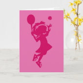 Tennis Girl Silhouette Verjaardag Kaart (Gele Bloem)