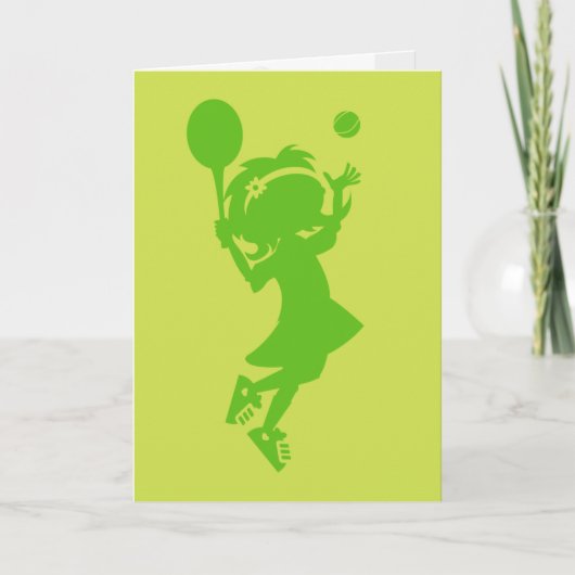 Tennis Girl Silhouette Verjaardag Kaart (Voorkant)