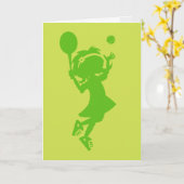 Tennis Girl Silhouette Verjaardag Kaart (Gele Bloem)