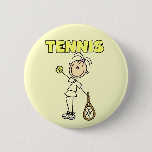 TENNIS Girl Tshirts en Gifts Ronde Button 5,7 Cm (Voorkant)