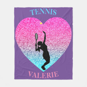 Tennis Girls Fleece Deken w / Gepersonaliseerde na