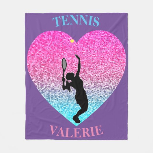 Tennis Girls Fleece Deken w / Gepersonaliseerde na (Voorkant)