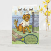 Tennis Golden Retriever - Succes Kaart (Gele Bloem)
