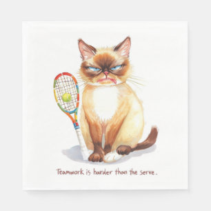 Tennis Grappig Gezegde voor kattenliefhebbers Servet