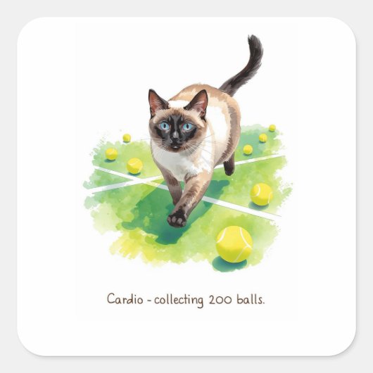 Tennis Grappig Gezegde voor kattenliefhebbers Vierkante Sticker (Voorkant)