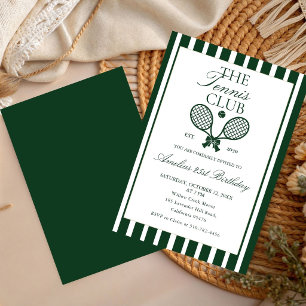 Tennis Groen Boog Verjaardagsuitnodiging Kaart