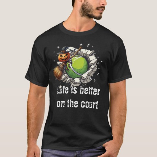 Tennis Halloween is beter op het veld T-shirt (Voorkant)